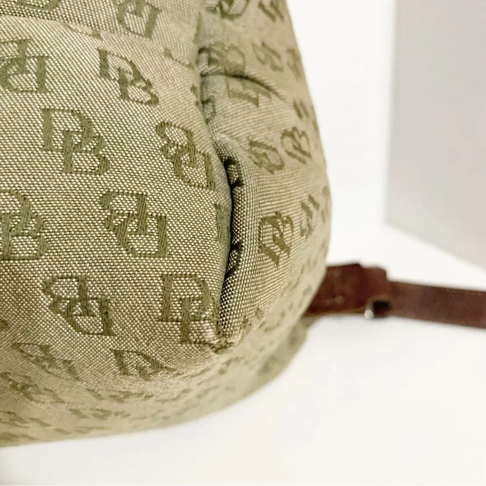 Dooney and Bourke Shoulder Bag Signature Canvas with Leather Accents Zip Closure